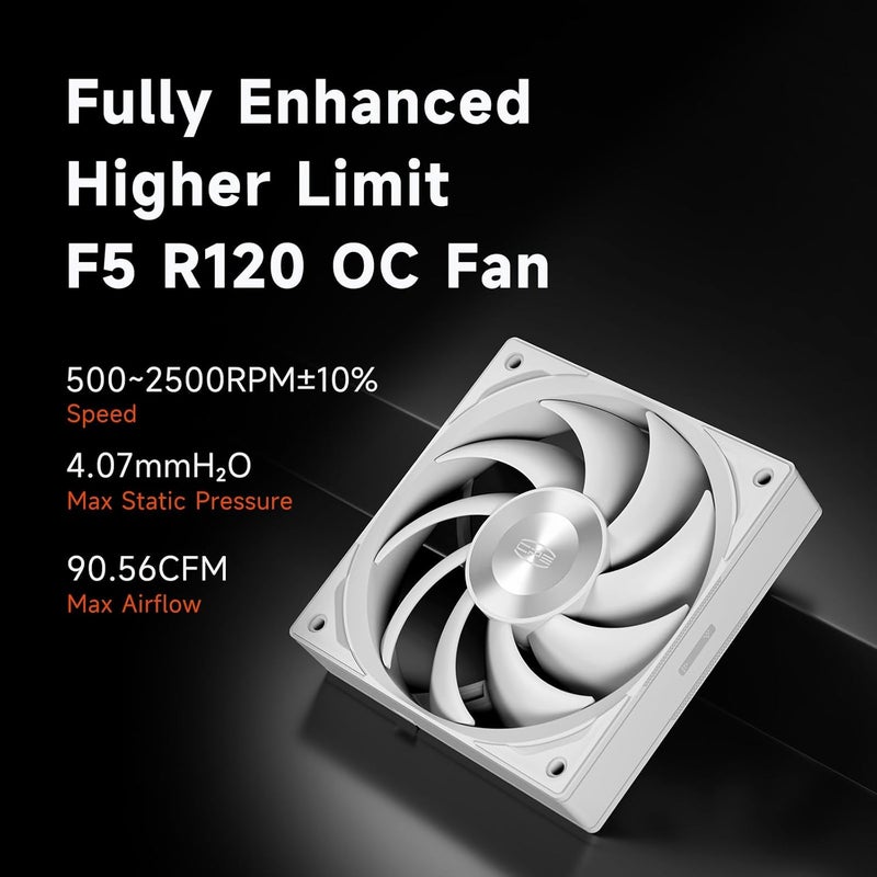 PCCOOLER مبرد وحدة المعالجة المركزية AIO - حزمة 3 مراوح F5 R120 - شاشة LCD IPS بحجم 2.4 بوصة مبرد سائل 360 مم متوافق مع AM4 AM5 Intel LGA 1700/1851/20XX نظام تبريد مائي (DS360 Display WH) - Image 3